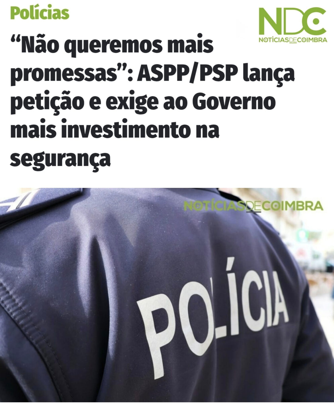 Petição Pública "Mais investimento na segurança"
